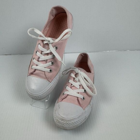 Converse Lace Up Low Top Sneakers Size 7 Women’s Pink Retro Canvas Skate - Picture 9 of 11